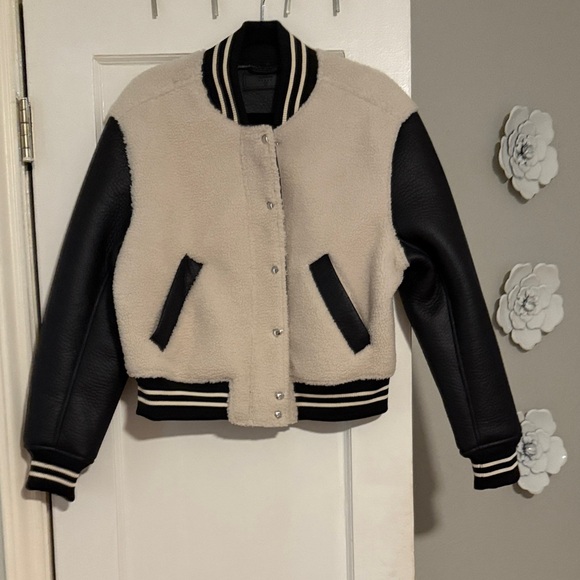 Blank NYC Black and Cream Bomber Jacket - Picture 1 of 3